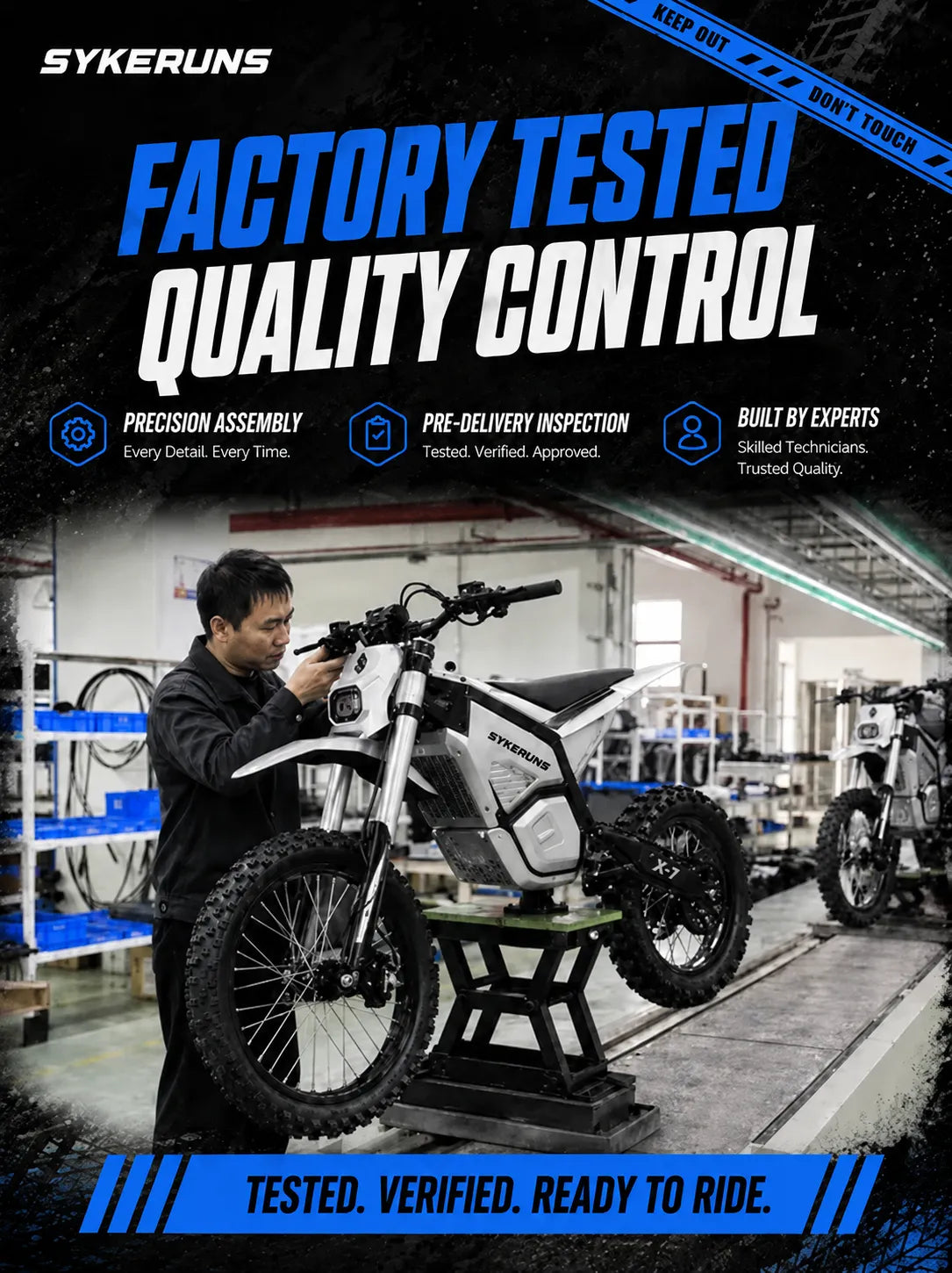 2-year limited warranty for SYKERUNS electric dirt bikes