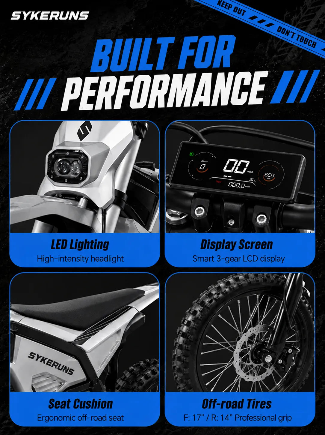 Free U.S. shipping for SYKERUNS electric dirt bike