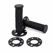 Black SYKERUNS electric dirt bike handlebar grip set with two matching grip rings on a white background