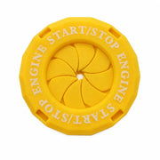 Yellow SYKERUNS electric dirt bike ignition switch cover with START/STOP ENGINE lettering on a white background