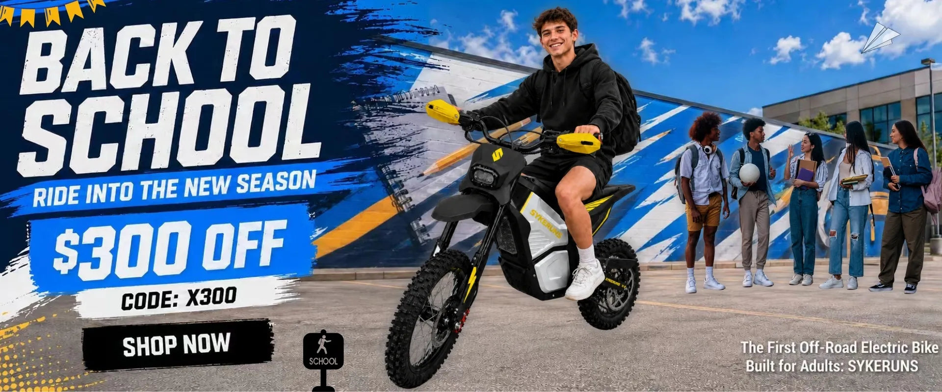 SYKERUNS X5 adult off-road electric bike Back-to-School sale – $300 off with code X300