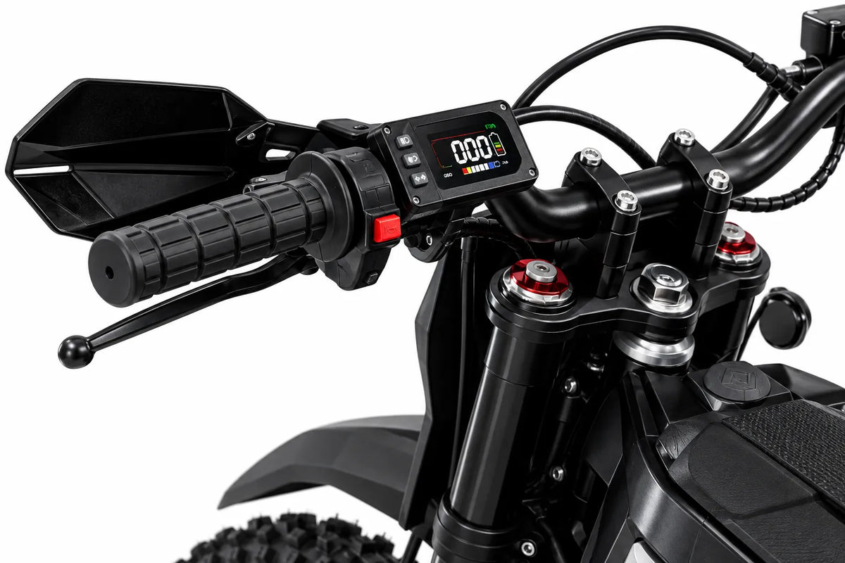 SYKERUNS X5 digital display beside the left handlebar grip and controls