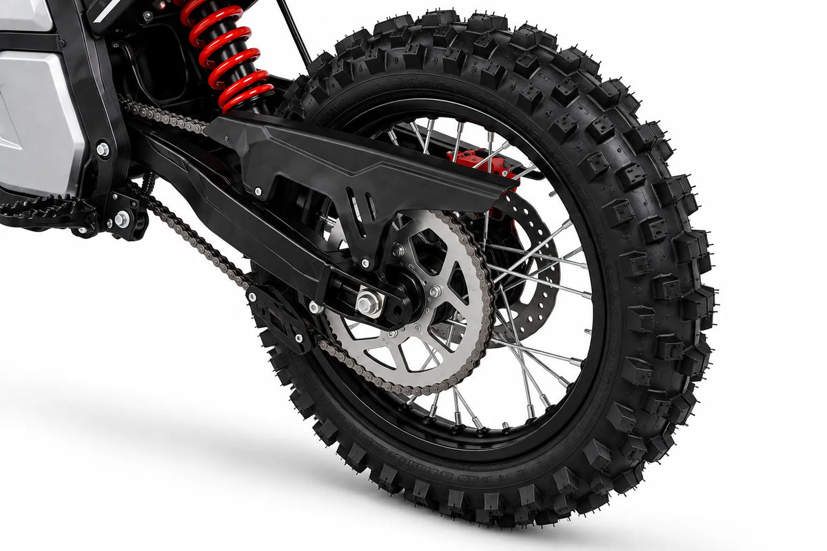 SYKERUNS X5 rear knobby tire with chain drive and spoked wheel