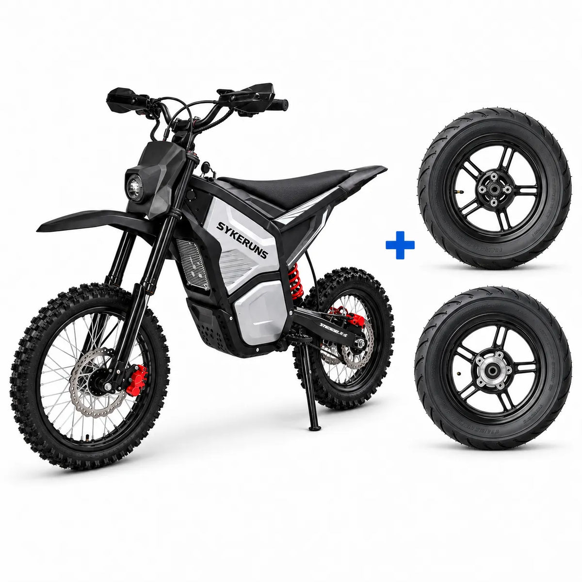 SYKERUNS X5 Electric Dirt Bike + Supermoto Tire & Wheel Set